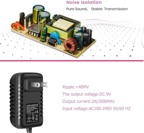 Miniatura 5 de Adaptador de fuente de alimentación de pedal de guitarra 9V DC 2A con cable de cadena margarita de 8 vías 2000mA