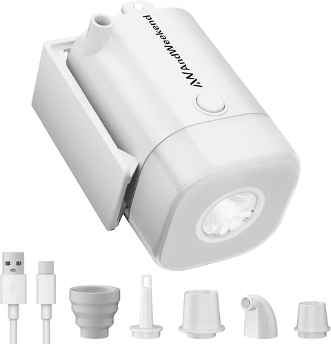 Miniatura 6 de THE WEEKEND Bomba de aire portátil con linterna LED – Inflado/desinflado rápido para colchones de aire, flotadores de piscina, almohadillas