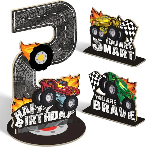Miniatura 16 de Juego de 3 piezas de dinosaurios con signo de número de 2º cumpleaños, decoración de mesa de dinosaurios para niños y niños de 2º cumpleaños