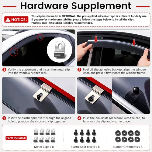 Miniatura 7 de IKON MOTORSPORTS Visor para ventana, compatible con Toyota Sienna 2011-2020, visor de ventana de policarbonato inyectado para proteger de la lluvia
