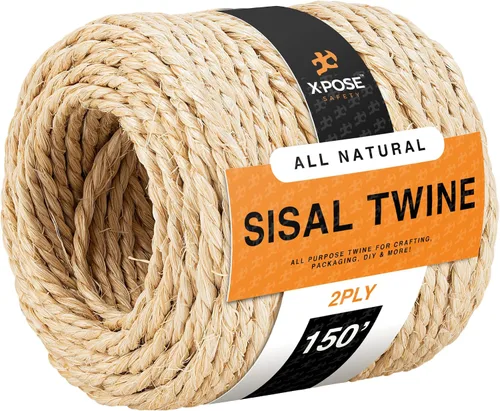 Miniatura 6 de Cuerda de sisal – Cuerda de fibra natural fina de 1 capa en el carrete – para poste rascador de gatos, piezas de repuesto de árbol de gato, juguete