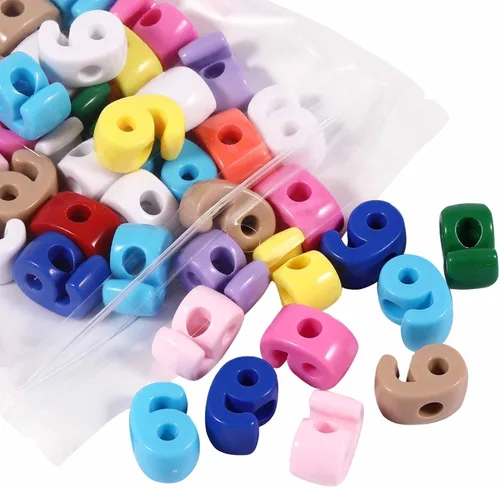 Miniatura 20 de 40 cuentas de letras 3D focales acrílicas sueltas para hacer joyas, pulseras, collares, llavero, bolsa de teléfono, cadena, llaveros (letras mixtas)