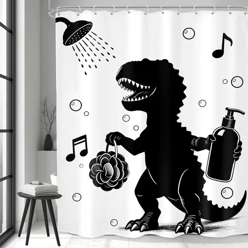 Miniatura 21 de Juego de cortinas de ducha divertidas con diseño de calavera y esqueleto de Halloween para baño, 60 pulgadas de ancho x 71 pulgadas de alto