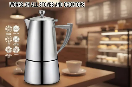 Miniatura 9 de CUISINOX Roma - Máquina de café expreso de acero inoxidable satinado para estufa, 6 tazas