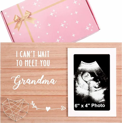 Regalos de Anuncio de Embarazo para Madre Mamá, Marco de Foto de Ultrasonido de Revelación de Embarazo para Abuela Madera, Marco de Foto de