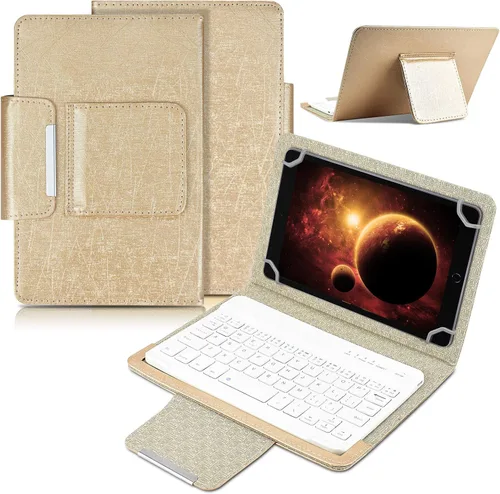 Miniatura 10 de DETUOSI Funda universal para tableta Android de 8.0 pulgadas con teclado, teclado Bluetooth inalámbrico extraíble + funda de piel sintética +