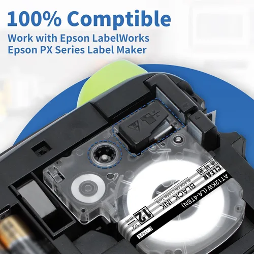 Miniatura 4 de Paquete de 3 cartuchos de cinta LK de repuesto para Epson LK-4TBN ST12KW LC-4TBN9 12mm LK negro sobre transparente de 1/2 pulgadas x 26.2 pies
