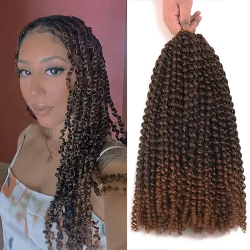 Miniatura 9 de Cabello Passion Twist de 18 pulgadas, 1 paquete de cabello Passion Twist de ganchillo, cabello de ganchillo Water Wave (18 pulgadas (paquete de 1)