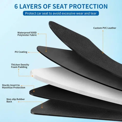 Miniatura 5 de Protector de asiento de automóvil, paquete de 2 protectores de asiento de automóvil grandes para niños y bebés con bolsillos organizadores