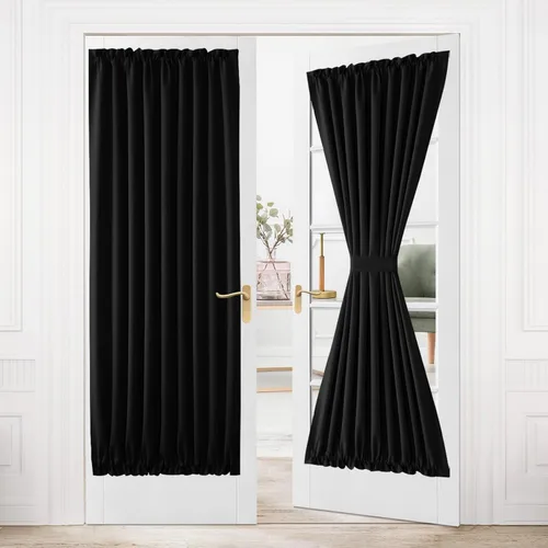 Miniatura 185 de DWCN Cortinas para puerta francesa: cortina térmica con bolsillo para barra para puertas con ventana de vidrio, puertas de cocina y patio