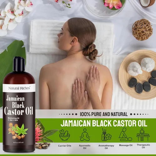 Miniatura 6 de Natural Riches Aceite de ricino negro jamaicano puro orgánico prensado en frío para el crecimiento del cabello, cuidado de la piel para piel seca