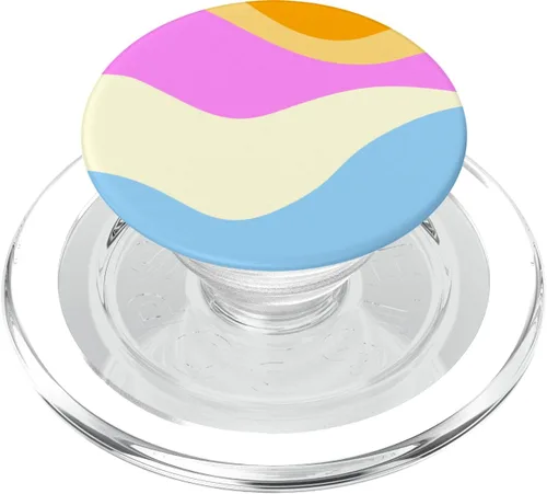 Miniatura 7 de Retro Waves Swirls Pastel Rainbow Wavy Stripes 60s Aesthetic PopSockets Adhesive PopGrip