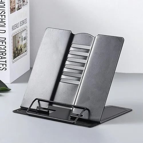 Miniatura 6 de Dicunoy Juego de 2 soportes de metal para libros de escritorio, soporte ajustable para libros, soportes resistentes para recetas, libros de texto