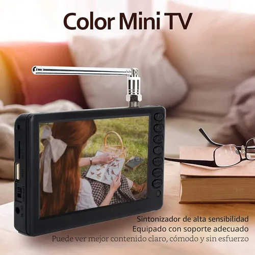 Miniatura 2 de Televisor digital portátil ATSC HD TFT LED - Mini TV de 5 pulgadas con control remoto, 1080P, batería recargable, soporte para tarjeta USB y TF, 5