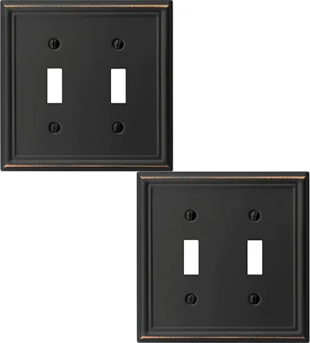 Miniatura 10 de OKAWYC Cubierta de Interruptor de Luz de Palanca Triple Luca Placa de Pared de Metal, Paquete de 2 Bronce Envejecido 3 Gang, Cubierta de Interruptor