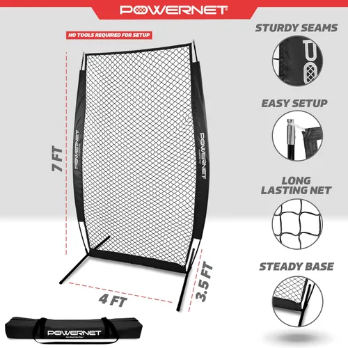 Miniatura 3 de PowerNet Baseball Training Equipment Baseball Net, Portable Softball Batting Practice Pitching Screen, 7-FT I-Screen or A-Frame Pitching Net