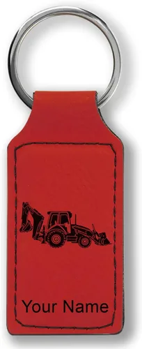 Miniatura 22 de LaserGram Llavero rectangular, retroexcavadora, grabado personalizado incluido