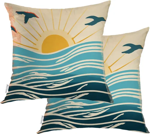 Miniatura 22 de Fundas de almohada con diseño de pinos y pájaros, bayas rojas, hojas de acebo, fondo beige, funda de cojín de mezcla digital, funda de almohada