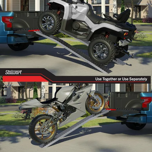 Miniatura 4 de Rampas de carga – Juego de dos rampas de 69 pulgadas para ATV, motocicletas, cortacéspedes, carritos y más – Juego de rampas de coche de capacidad