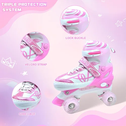 Miniatura 6 de Patines de ruedas para niños, patines ajustables para jóvenes y adolescentes de 5 a 8 años, 8 a 12 y 12 a 14 años, con ruedas iluminadas, patines