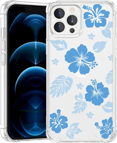 Miniatura 90 de Funda para iPhone 8 Plus y iPhone 7 Plus, linda funda Kawaii azul hibisco hawaiano floral estética floral para niñas preppy mujeres