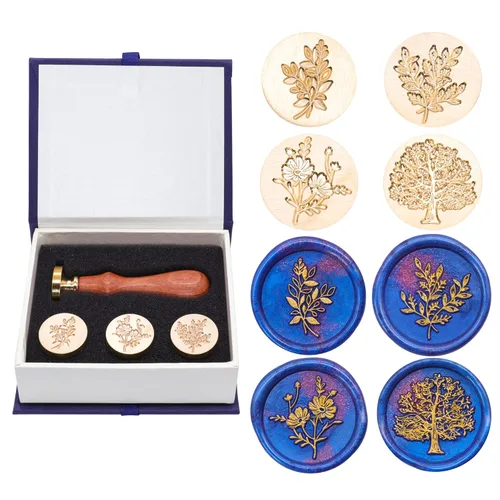Miniatura 11 de SWANGSA - Juego de sellos de cera, estilo clásico, 4 cabezas de sello de cera y 1 mango de madera para invitaciones de fiesta de boda, cartas