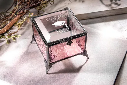 Miniatura 6 de Regalo de graduación personalizado para ella, joyero de cristal, recuerdo grabado para graduados de secundaria o graduación universitaria clase