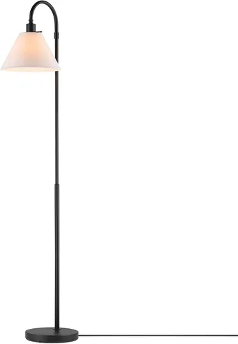 Globe Electric 61000146 - Lámpara de pie de 62 pulgadas, color negro mate, pantalla de tela blanca, interruptor giratorio de encendido/apagado,