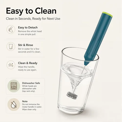 Miniatura 8 de Espumador de leche de mano con 3 batidores de acero inoxidable, mezclador eléctrico recargable de bebidas con soporte y estuche de viaje, espumador