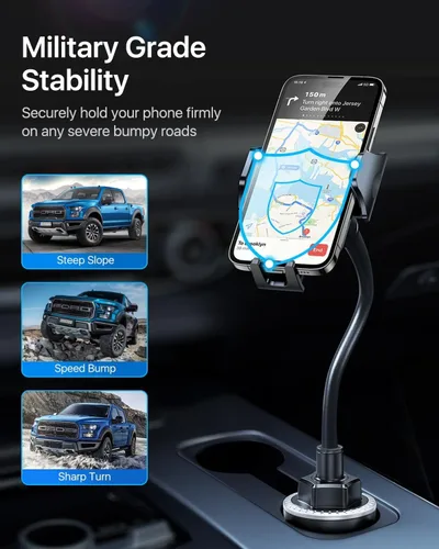 Miniatura 3 de andobil Soporte para teléfono de grado militar, [cuello de cisne de metal más sólido] Soporte universal para teléfono para tu auto, camión de golf