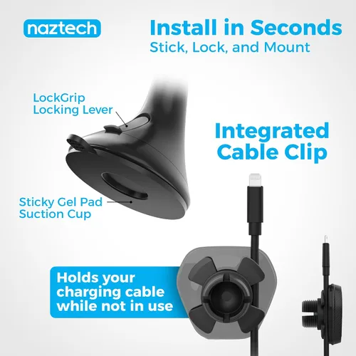 Miniatura 5 de Naztech MagBuddy Elite - Soporte magnético para teléfono con ventosa para parabrisas, ajustable en 360°, compatible con iPhone y Android