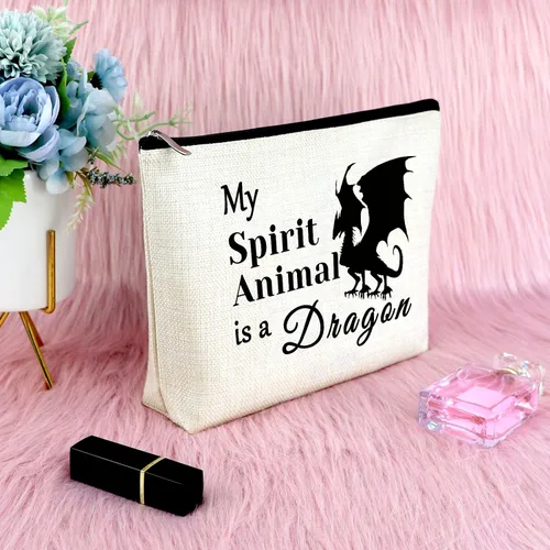 Miniatura 6 de Sfodiary Bolsa de maquillaje con temática de animales para amantes de las ranas para amantes del conejillo de Indias Dragón, cumpleaños, Navidad