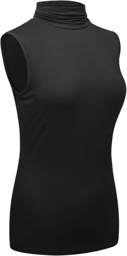 Miniatura 3 de OThread & Co. Camiseta sin mangas de cuello alto para mujer, capa elástica, cómoda, cuello alto