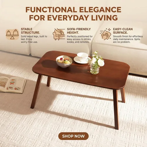 Miniatura 3 de Baveke Mesa de centro plegable, mesas de piso plegables, mesa de centro de mediados de siglo para sala de estar, mesas de centro pequeñas de madera