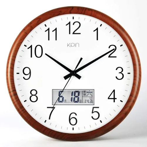 Reloj de pared con calendario, silencioso de calidad sin tictac, funciona con pilas, 14 pulgadas/13.8 in, fácil de leer, hogar, oficina, escuela,