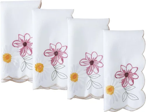 Miniatura 12 de Newbridge Juego de 4 manteles individuales bordados con girasoles amarillos y margaritas, sin arrugas, resistentes a las manchas, para interiores