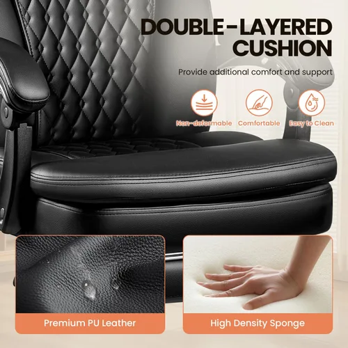 Miniatura 7 de TAVATA Silla de oficina ejecutiva de 400 libras con reposapiés, silla de oficina ergonómica grande y alta con soporte lumbar, respaldo alto Negro