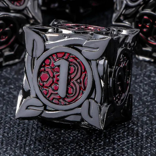 Miniatura 3 de KERWELLSI - Juego de dados metálicos DND D&D, 7 piezas con diseño de enredaderas naturales, dados de juego de rol con caja de regalo, dados negros