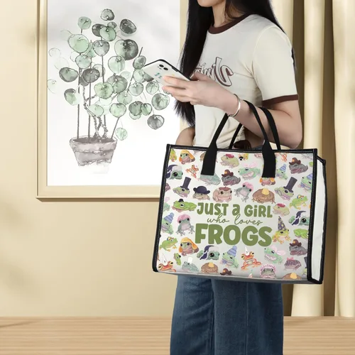Miniatura 5 de LEVLO Bolsa de maquillaje cosmética de rana divertida, regalo para amantes de los animales, solo una chica que ama a las ranas, bolsa de maquillaje