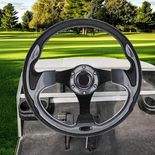 Miniatura 6 de Volante de carrito de golf compatible con EZGO RXV y TXT, Club Car DS, Club Car Precedent Tempo, Yamaha Golf Cart (volante negro)