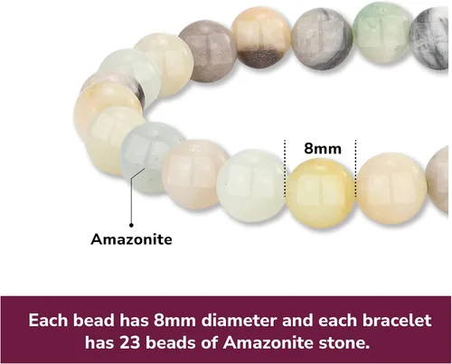 Miniatura 33 de Crystal Vibe Pulseras de cuentas de 0.315 in para mujeres y hombres, pulseras de cristal con piedras preciosas naturales, tamaño elástico ajustable