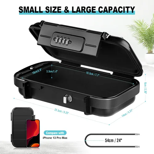 Miniatura 5 de HUANLANG Caja de Seguridad Portátil con Cerradura de Combinación Mini Caja de Seguridad para Playa y Viajes Caja de Seguridad Impermeable Pequeña