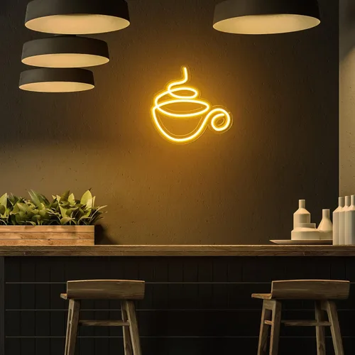 Miniatura 7 de Kathfly Letrero de neón LED de neón para cafetería, decoración de pared LED moderna para tienda, accesorios para cafetería, restaurante, pub
