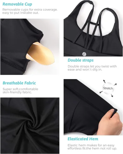 Miniatura 158 de Brasieres deportivos para mujer, con relleno, tipo camiseta sin mangas, sexis, con espalda cruzada, de alto impacto, largos, ideales para practicar