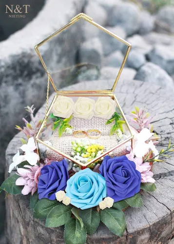 Miniatura 4 de N&T NIETING Rosas Azules Flores Artificiales, 50pcs Flores Falsas Rosa Perfectas para Manualidades Boda Dama de Honor Ramos Nupciales Centros