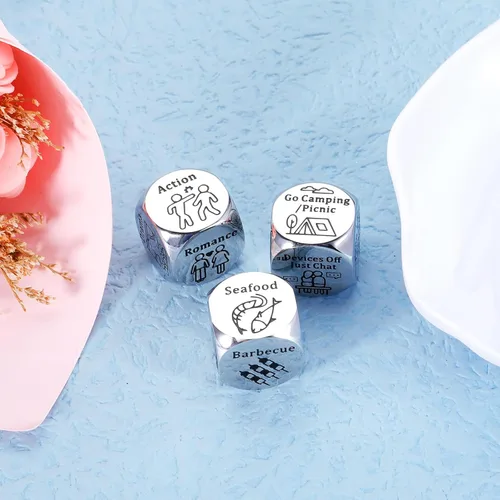 Miniatura 6 de 3 piezas de regalos de noche de cita de aniversario para parejas, dados de comida para él, ella, regalos para novio, novia, relleno de calcetines