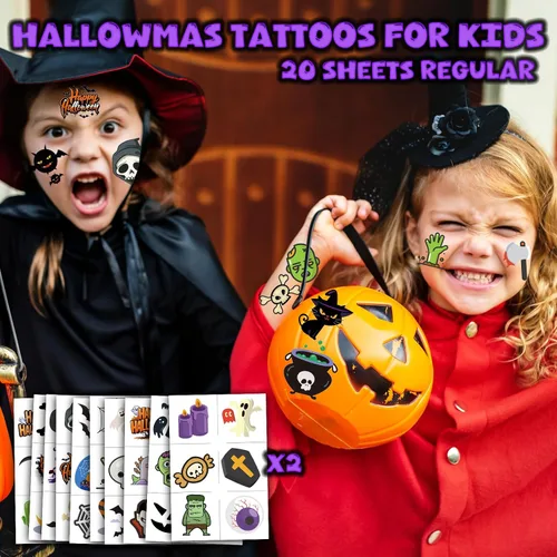 Miniatura 3 de 180 tatuajes de Halloween para niños, tatuajes temporales que brillan en la oscuridad para decoraciones de fiesta de Halloween, tatuajes temporales