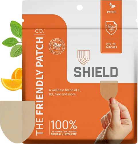 The Friendly Patch Shield - Parche de apoyo inmunitario | Potenciadores inmunológicos portátiles para adultos con vitamina D3, C y zinc | 28 parches