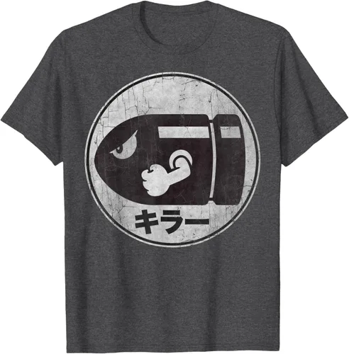 Miniatura 32 de Super Mario Camiseta con logotipo de Bullet Bill Distressed en Kanji