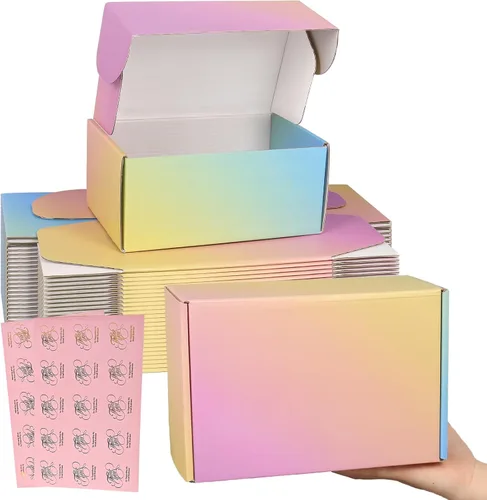 Miniatura 23 de Cajas de envío pequeñas, 6x4x2 pulgadas, paquete de 15 cajas de embalaje de cartón coloridas, cajas de correo para embalaje de pequeñas empresas